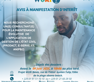 RECRUTEMENT D’UN(E) CONSULTANT(E) POUR LA MAINTENANCE ÉVOLUTIVE DE L’APPLICATION DE GESTION DE L’ÉTAT CIVIL (PRODACT, E-SERVICES, ANIPBJ)